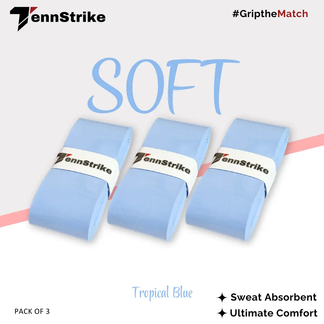 tennstrike soft overgrip pack 3 tropical blue sweat absorbent comfort durable